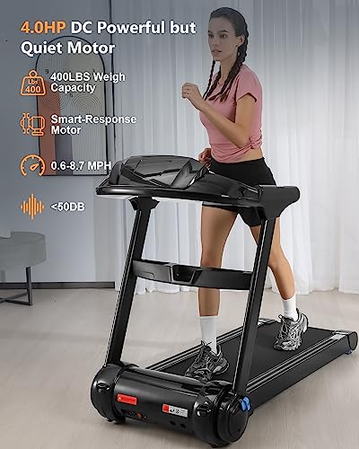 Sporty&Fit 4.0 HP Folding Treadmills [0.6-8.7 MPH] [Max 400LBS] T4203 - Black - Like New