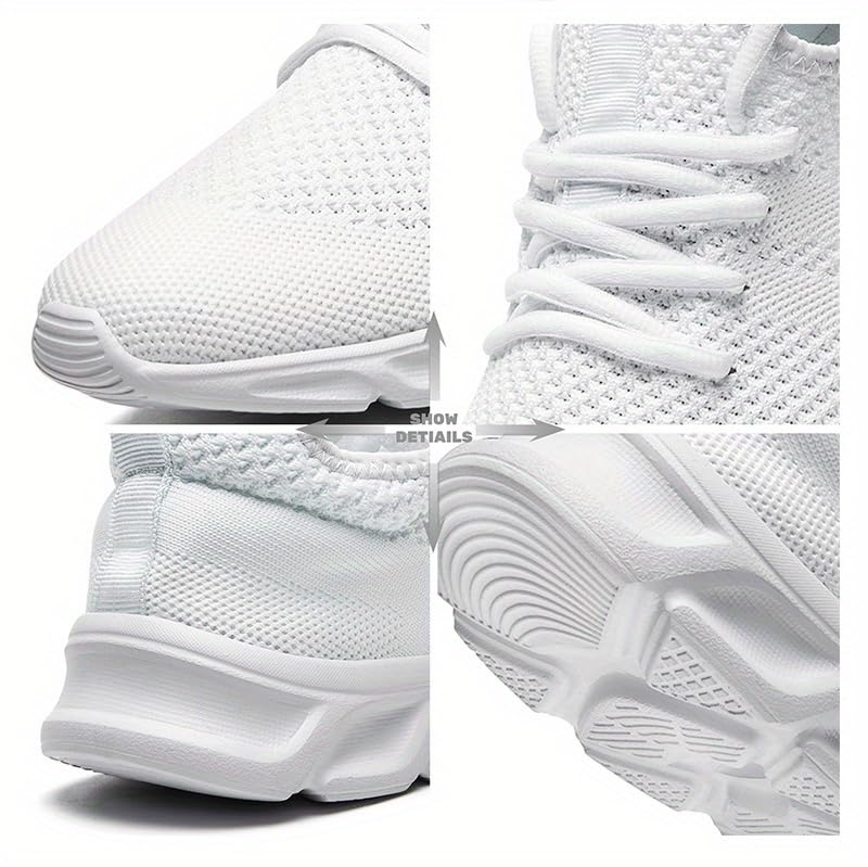 DIKERMOON LIGHTWEIGHT BREATHABLE RUNNING SHOES FOR MEN AND WOMEN - SIZE 7 WHITE - Like New