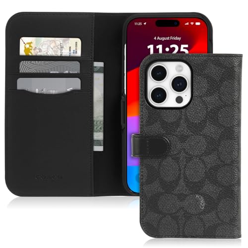COACH SIGNATURE CANVAS TWO PIECE DETACHABLE WALLET FOLIO IPHONE 15 PRO MAX CASE - Like New