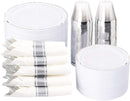 WELLIFE 350Pcs Silver Plastic Plates with Disposable Silverware - Silver - Brand New