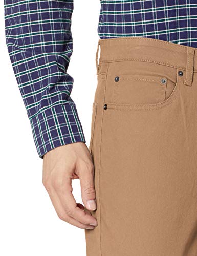 AMAZON ESSENTIALS MEN'S PANTS, RELAXED, 5-POCKETS, TWILL 31W X 30L - DARK KHAKI - Brand New