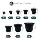 11.5" Round Classic Planter Plastic Plant Pot Indoor Outdoor B086MSDRCR - Black - Brand New