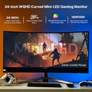MP MOBILE PIXELS 34" LED CURVED GAMING MONITOR 119-1003P01 - BLACK/WHITE - Like New
