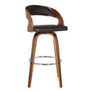 Armen Living Shelly 26" Seat Height Swivel Bar Stool Brown Faux Leather/Wood - Like New
