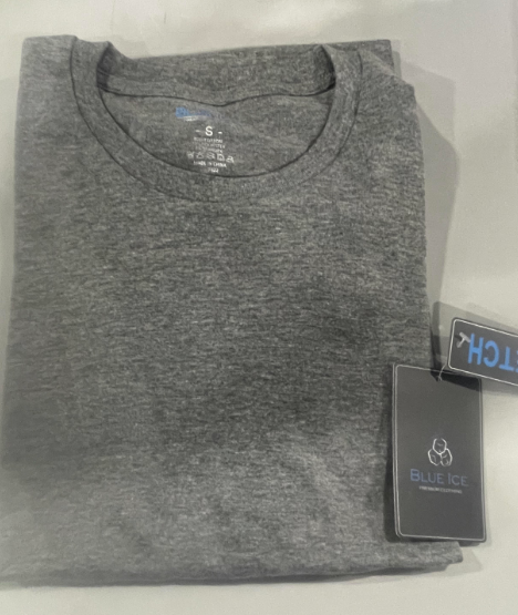 BLUE ICE PLAIN SHORT SLEEVE T-SHIRT - SIZE: MEN S - CHARCOAL - Brand New