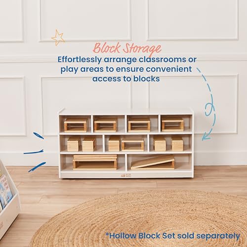 ECR4KIDS MOBILE BLOCK STORAGE CART LARGE CLASSROOM FURNITURE WHITE WASH - WASH - Like New