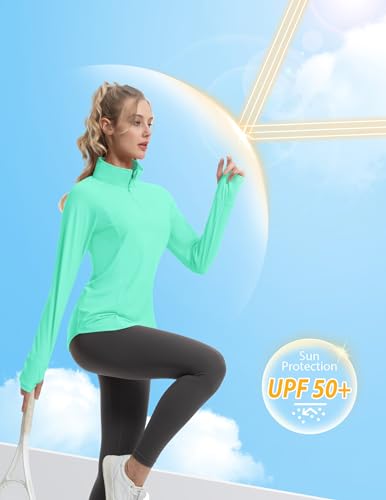 FKEEP WOMEN'S SUN SHIRTS LONG SLEEVE ATHLETIC JACKETS UPF 50+ AQUA GREEN S - Brand New