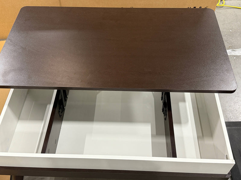 MEILOCAR WOOD LIFT TOP COFFEE TABLE HIDDEN COMPARTMENT 39.4IN L - DARK BROWN - Like New