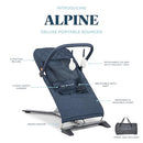 BABY DELIGHT ALPINE DELUXE PORTABLE BOUNCER 0-6 MONTHS BD05530 - QUILTED INDIGO - Like New
