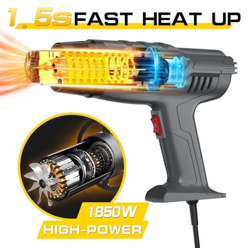 DIAFIELD 1850W Heat Gun, Dual Temperature Settings, Fast, Dual Temp - Gray - Like New