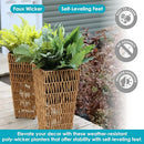 SUNNYDAZE HYACINTH INDOOR/OUTDOOR POLY-WICKER PLANTERS SET OF 2 BARLEY BLK/BRWN - Like New