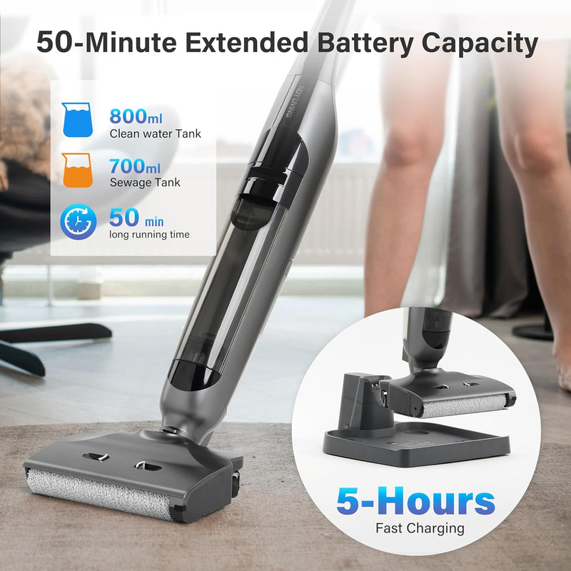 TIDY LIVING LOW NOISE WET DRY VACUUM CLEANER VACUUM AND MOP COMBO - BLACK - Like New