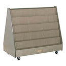 ECR4KIDS DOUBLE-SIDED MOBILE BOOK DISPLAY, CLASSROOM BOOKSHELF GRAY WASH - Like New