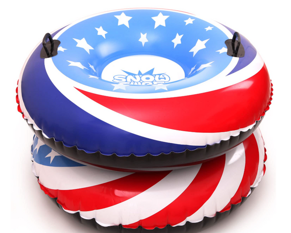 LIFECHOIC SNOW TUBES SNOW SLEDS FOR SLEDDING HEAVY DUTY - RED/WHITE/BLUE - Like New