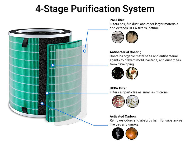 Rosewill True HEPA Large Room Air Purifier For Home or Office | Carbon