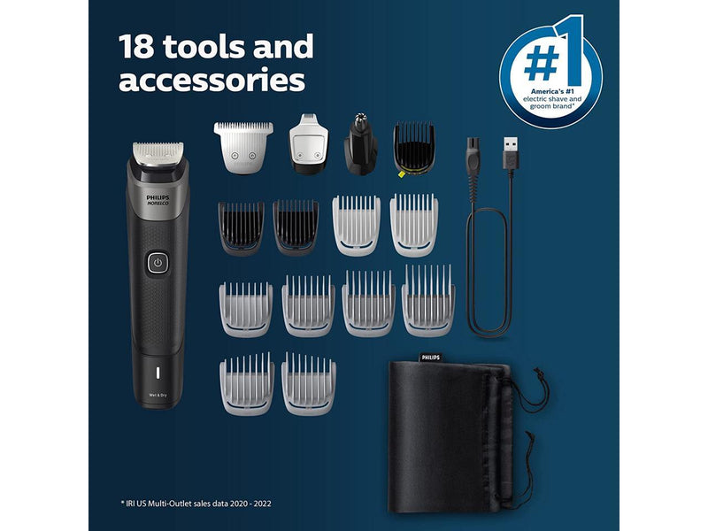 Philips Norelco Multigroom Series 5000 18 Piece, Beard Face, Hair, Body Hair