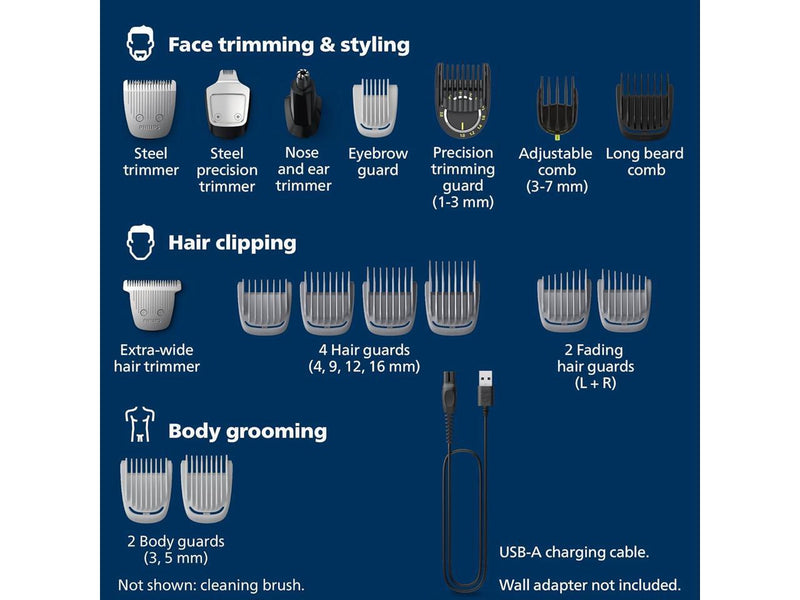 Philips Norelco Multigroom Series 7000 , Mens Grooming Kit with Trimmer for