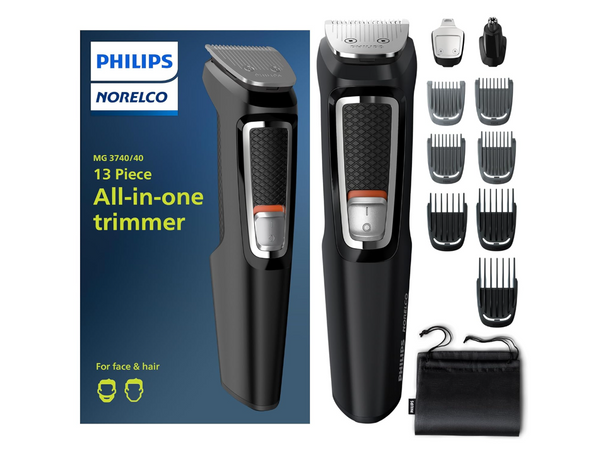 Philips Norelco Multi Groomer - 13 piece Mens Grooming Kit for beard, face,