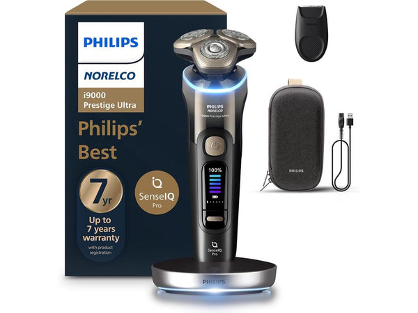 Philips Norelco Shaver i9000 Prestige Ultra, Wet & Dry Electric Shaver, Black