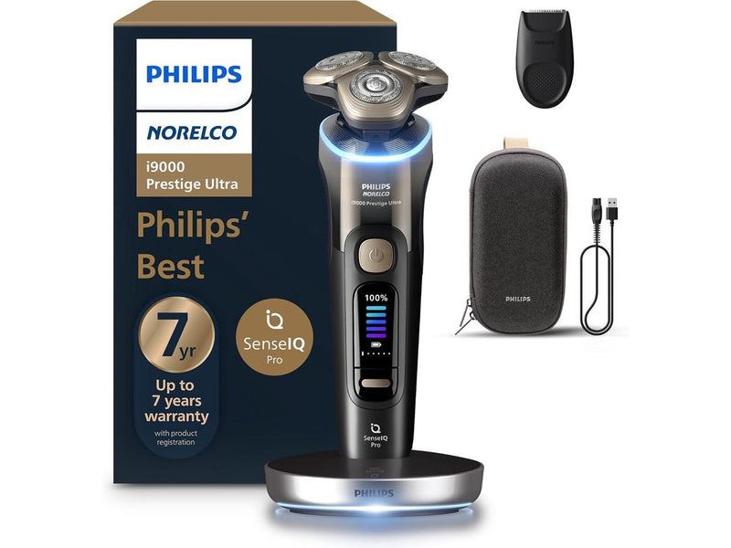 Philips Norelco Shaver i9000 Prestige Ultra, Wet & Dry Electric Shaver, Black