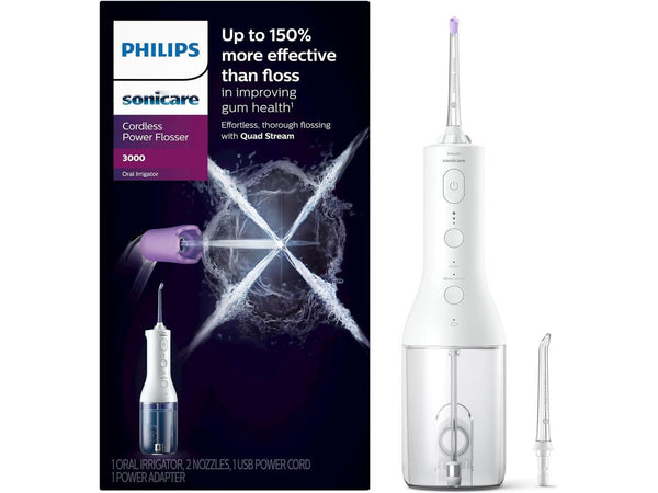 Philips Sonicare Cordless Power Flosser 3000, White, HX3826/21