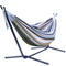 SORBUS 2-PERSON PREMIUM HAMMOCK WITH STEEL PREMIUM COTTON - DESERT-BROWN BLUE - Like New