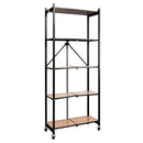 ORIGAMI RPR PREASSEMBLED 5-SHELF FOLDABLE RACK TALL & SLIM WOOD INSERTS - BLACK - Like New