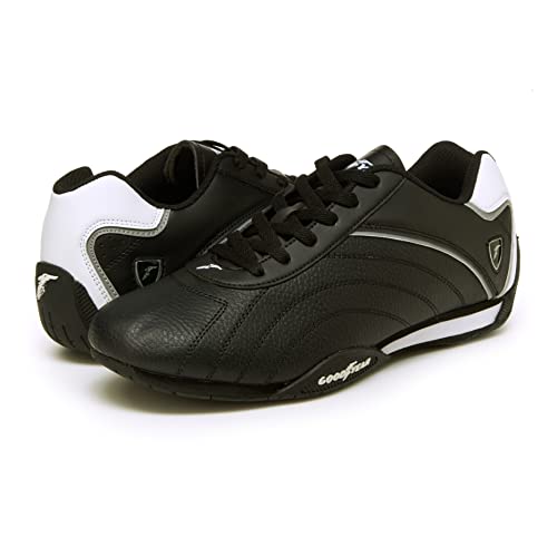 Goodyear Mens Ori Racer Sneaker Low-Top PU Leather & Mesh GY206215 Black/White - Brand New