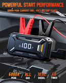 ACMOUNT CAR BATTERY JUMP STARTER PORTABLE 6000A 12V, LCD USB QUICK CHARGE BLACK - Like New