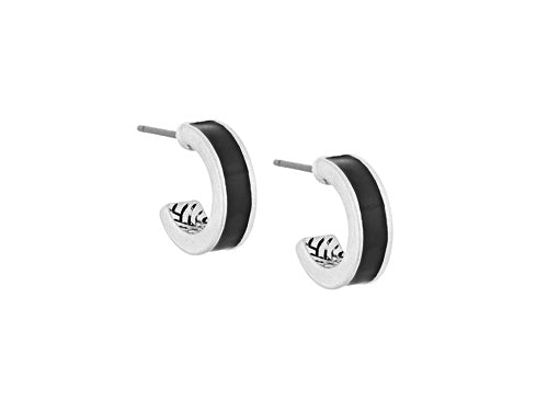THE SAK BLACK AND SILVER TONE ENAMEL EARRINGS - BLACK/SILVER - Brand New