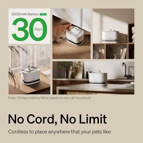 PETLIBRO CAT WATER FOUNTAIN CORDLESS PET WATER FOUNTAIN BATTERY OPERATED WHITE - Like New