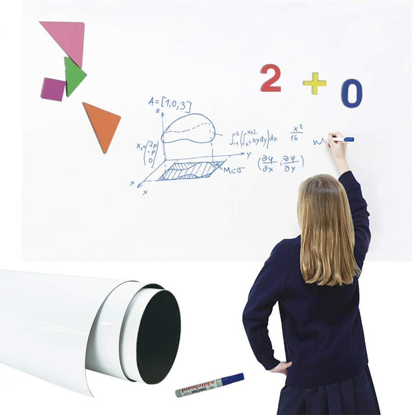 MAGJOY PREMIUM IRON LAYER STICKER TO MAGNET WHITE BOARD - WHITE, 47 X 70 - Like New