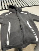 BLU ROCK SLIM FIT FAUX SHEARLING FLEECE TECH FULL ZIP HOODIE - XL - CHARCOAL - Brand New