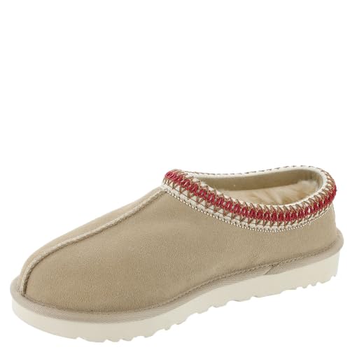 5955 UGG WOMEN TASMAN SLIPPER SAND/DARKCHERRY SIZE WOMEN 9 - Like New