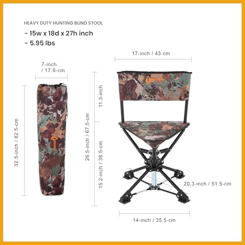 ARROWHEAD OUTDOOR 360° DEGREE SWIVEL HUNTING CHAIR STOOL - CAMO - Like New