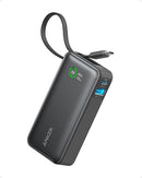 ANKER NANO POWER BANK 10,000MAH CHARGER BUILT-IN USB-C CABLE 30W A1256 - BLACK - Like New