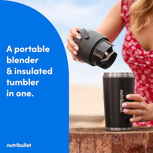 NUTRIBULLET FLIP PORTABLE BLENDER WITH INSULATED CUP, CORDLESS - BLACK - Brand New