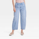 UNIVERSAL THREAD GOODS WOMEN'S MID-RISE BARREL LEG ANKLE JEANS - SIZE 14 - BLUE - Brand New