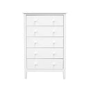 ADEPTUS JELA EASY PIECES SOLID WOOD 5 DRESSER, WHITE - Scratch & Dent