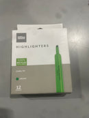 OFFICE DEPOT® HIGHLIGHTERS CHISEL TIP 12 COUNT - GREEN - Brand New