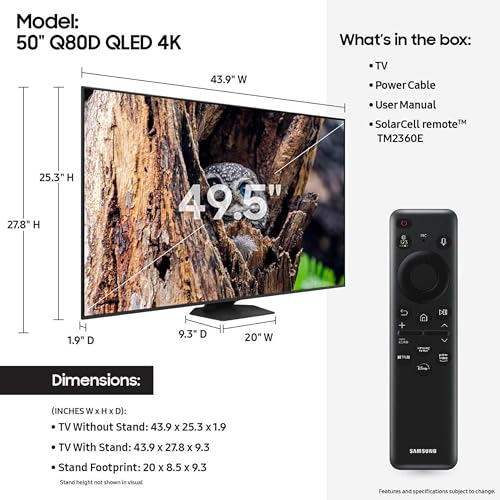 SAMSUNG 50-INCH CLASS QLED 4K Q80D SERIES QUANTUM HDR+ SMART TV QN50Q80DAFXZA - Like New