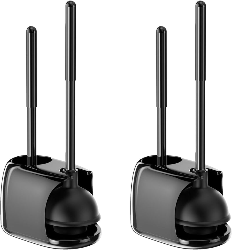 Voseki TP2 Toilet Brush and Plunger Set, 2 in 1 Toilet Bowl, (2 Pack) - Black Like New