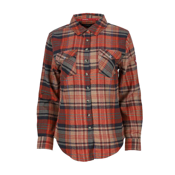 CANADA WEATHER GEAR WOMEN'S VINTAGE PLAID SHIRT - SIZE: M - RUST/ CREAM - Brand New