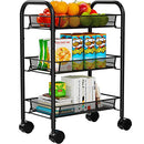 Pipishell 3 Tier Mesh Wire Rolling Utility Cart Lockable Wheels PIUC01 - Black - Brand New