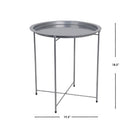 HOME BASICS FOLDABLE ROUND MULTI-PURPOSE SIDE ACCENT METAL TABLE - SILVER - Brand New