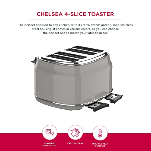 Chelsea 4-Slice Retro Toaster - Stainless Steel, 1500W, POWDER GRAY Like New