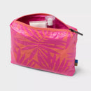 OPEN STORY WATER RESISTANT POUCH TOILETRY KITS AND BAGS LIGHT - PINK/ORANGE PALM - Brand New