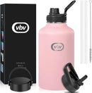 VBV - Insulated Water Bottle - 64 Oz, 3 Lids, Stainless Steel - - Scratch & Dent