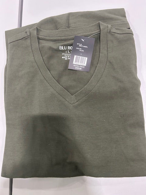BLU ROCK LARGE OLIVE SHORT SLEEVE T SHIRT - SIZE: MEN L - OLIVE - Brand New