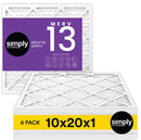 SIMPLY FILTERS 10 IN. X 20 IN. X 1 IN. MERV 13 FPR 10 AIR FILTER 6-PACK - WHITE - Brand New